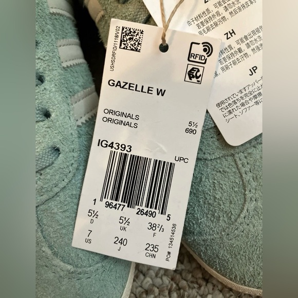 🏷️NIB Adidas Gazelle Originals Hazy Green Sneakers Suede Women’s Shoe 7 - Picture 8 of 8